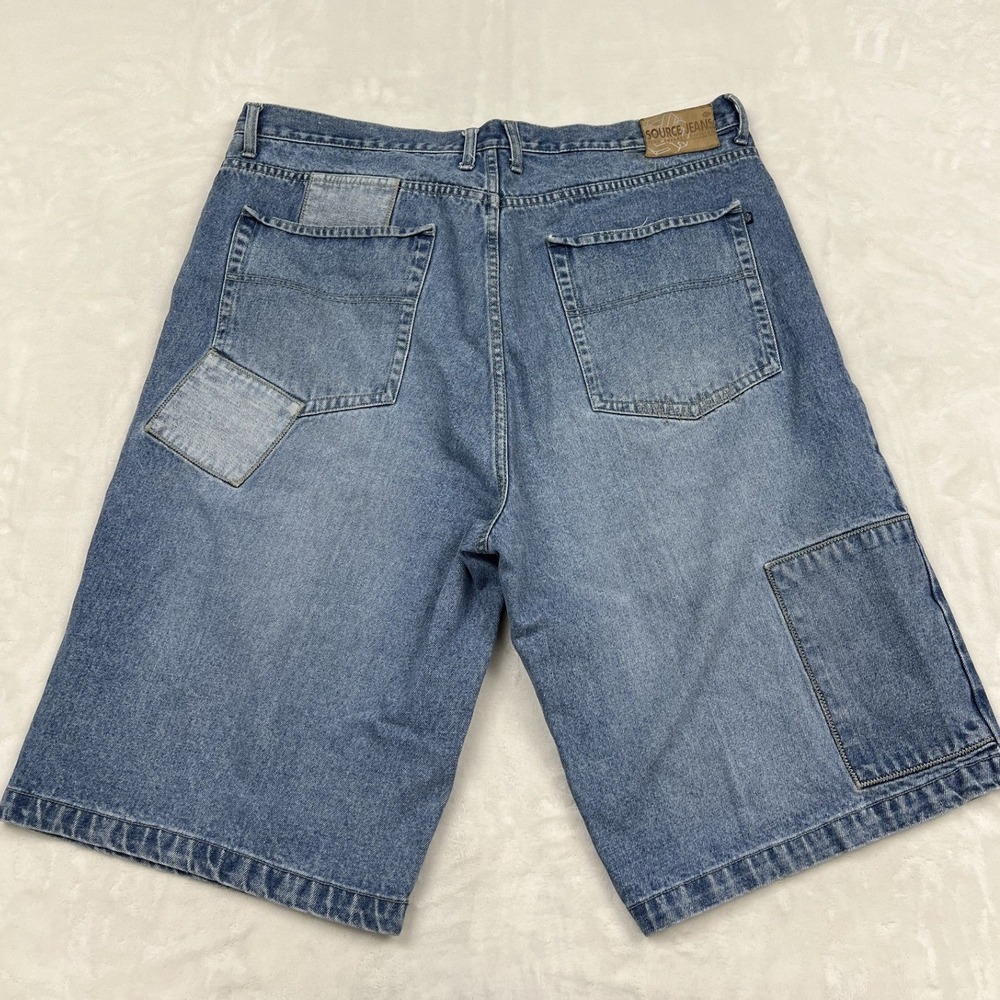 Source Jeans Denim Shorts Mens 42 Blue Patchwork Utility Carpenter Baggy Y2K